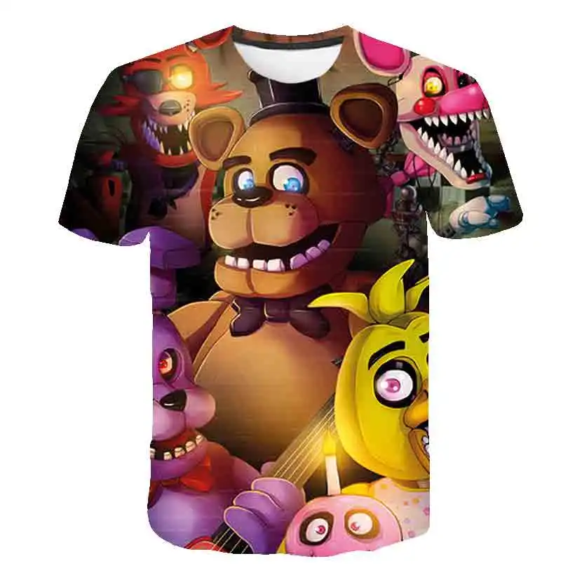 Boys & Girls Cartoon T-shirts Kids Five Nights Print T Shirt For Boys Children Summer Short Sleeve T-shirt FNAF Tops Clothing cool shirts