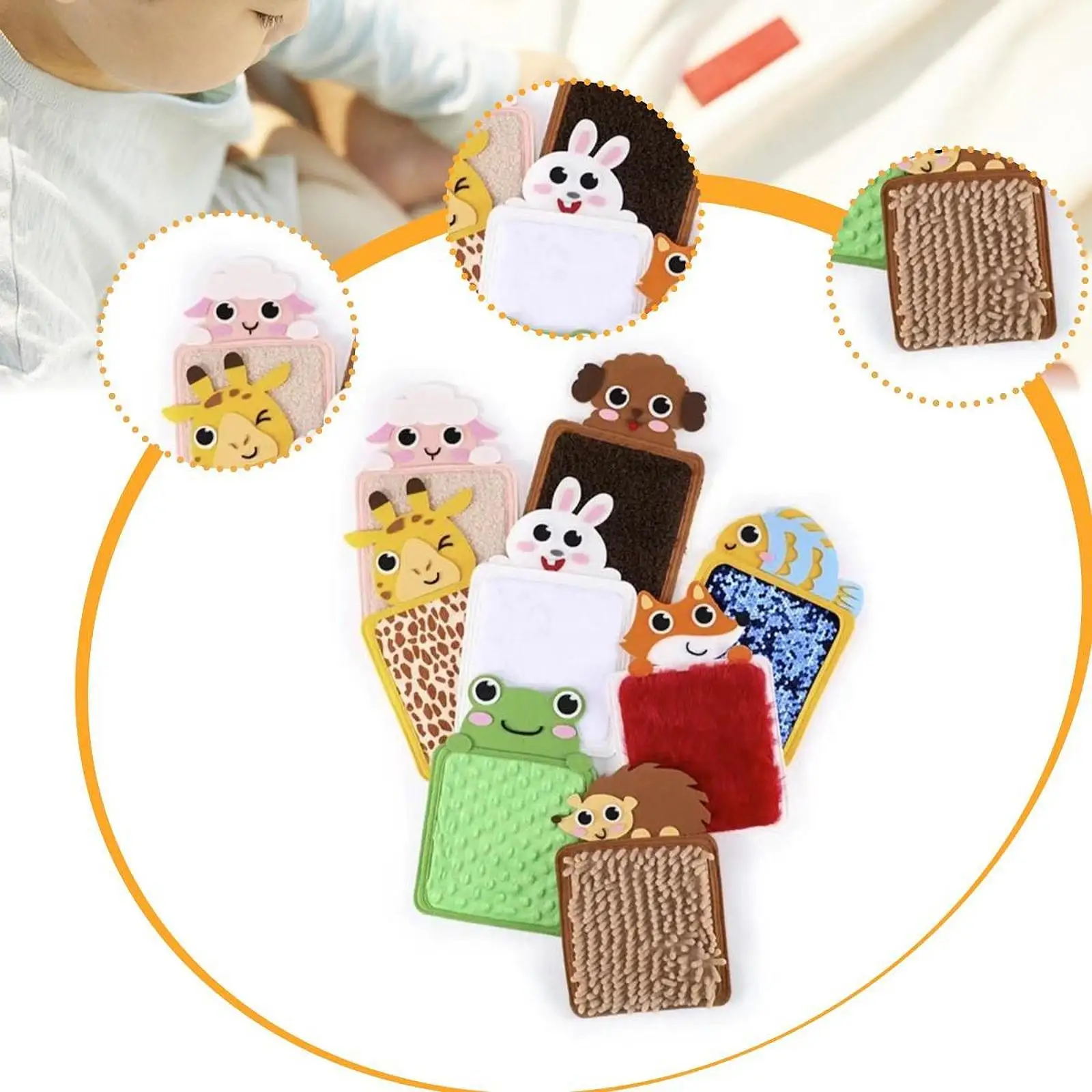 8 Pieces Sensory Mats Cartoon Kids Sensory Toys for Baby Boys Girls Children