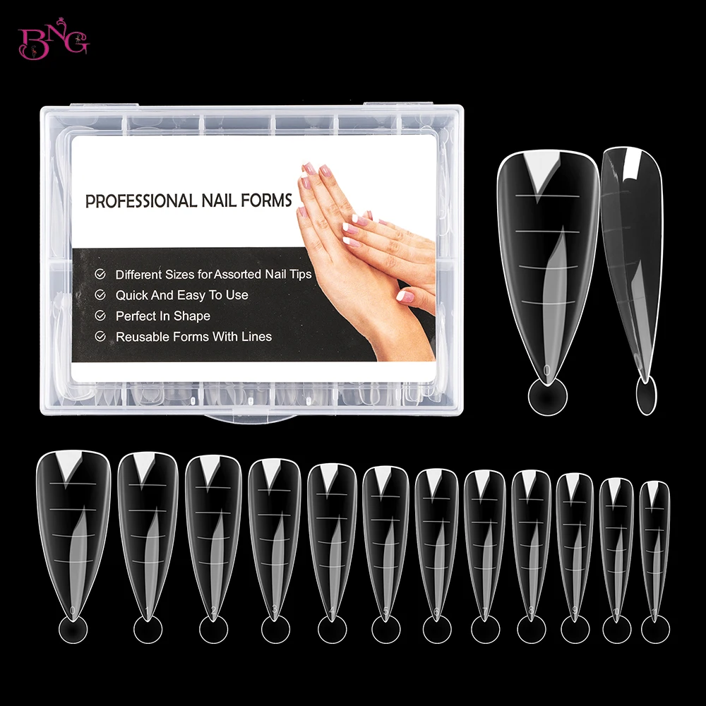 Description Picture 2 of itemBNG 120Pcs Poly Extension Gel Dual Nail Form Builder Gel Stiletto Nail Molds False Nail Tips for Gel Manicure Nail Art Design