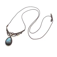 Handmade Rope Braided Macrame Crystal Stone Pendant Necklace For Women Natural Labradorite Weave Adjustable Necklace Jewellery 2