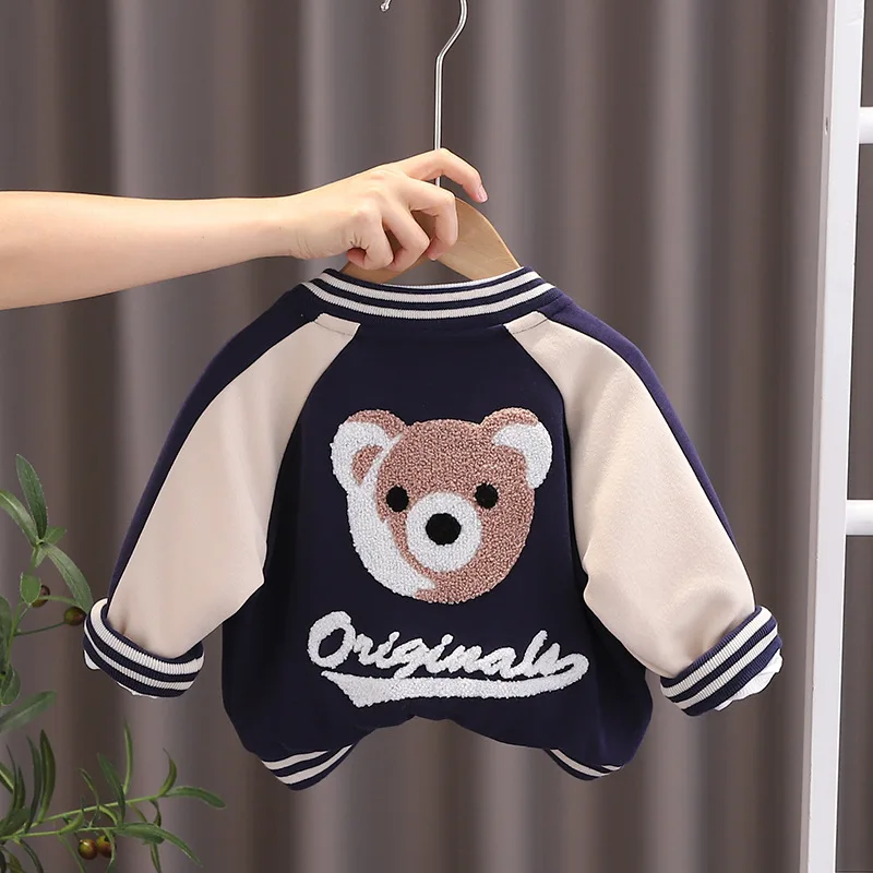 Boys Baseball Coat Children Cartoon Letter Button Jacket Spring Autumn Girls Cute Fashion Casual Clothes 12M-6 Years