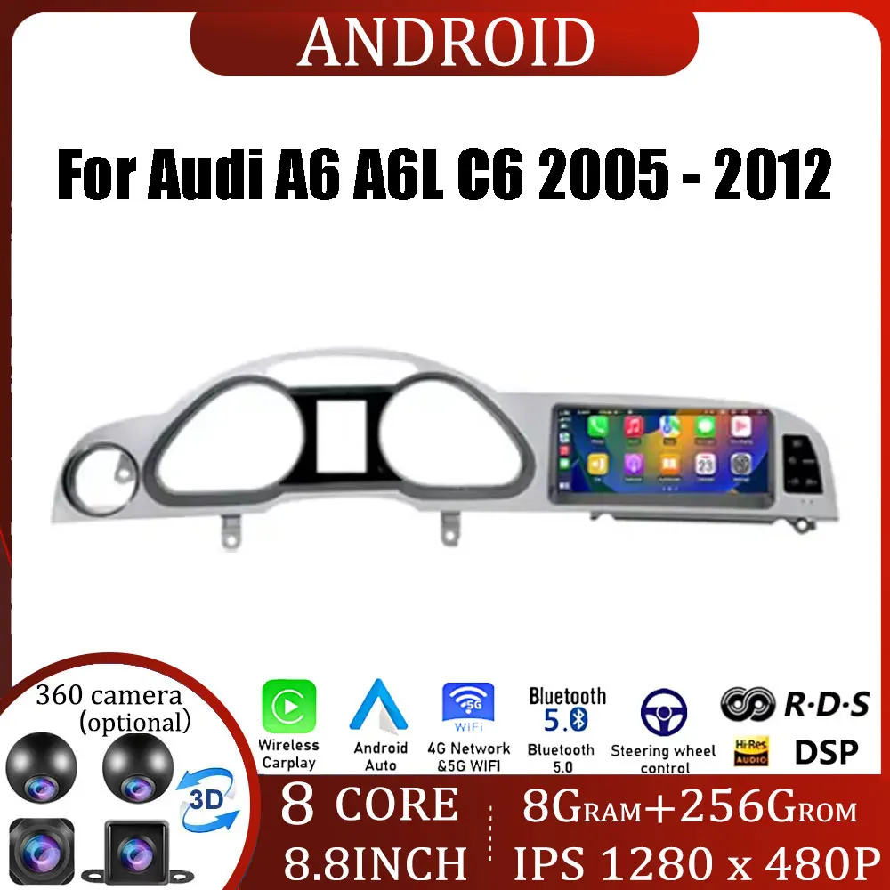 

Android 13,8.8 '' 4G Lte For Audi A6 A6L C6 2005 - 2012 Car Radio Video Car Multimedia GPS Navigation Android Auto Carplay