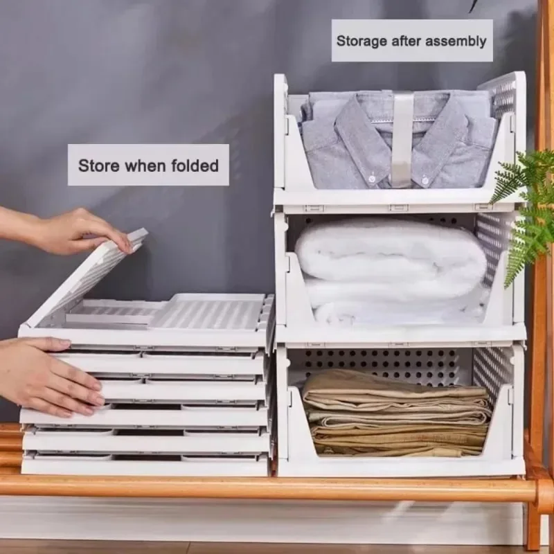 Clothes Storage Drawer Foldable High-capacity Plastic Storage Box Household Stackable Drawer Organization Household Wardrobe 5
