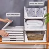 Clothes Storage Drawer Foldable High-capacity Plastic Storage Box Household Stackable Drawer Organization Household Wardrobe 5