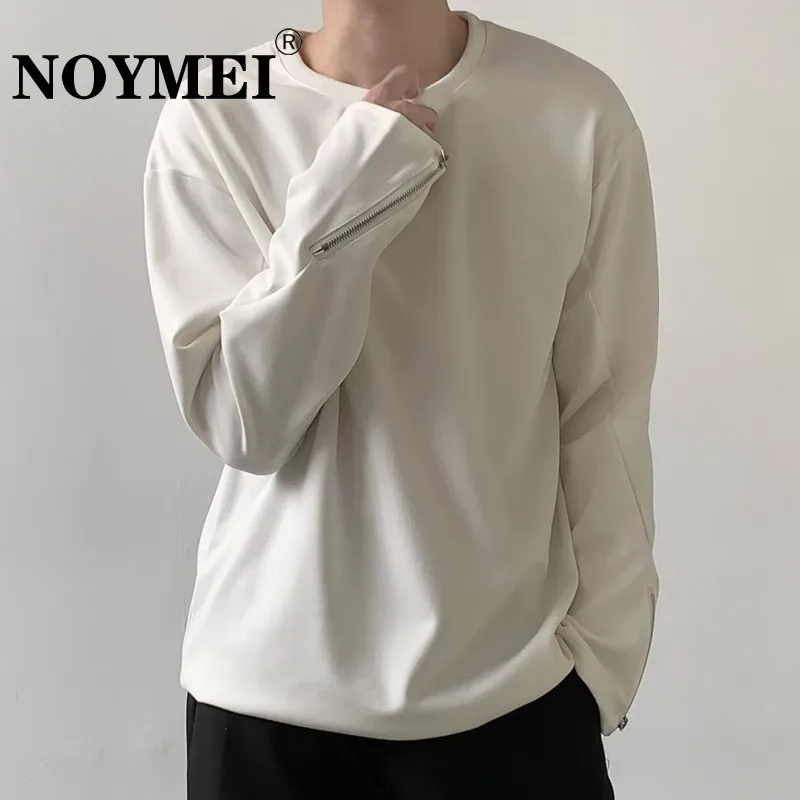 

Однотонная простая Толстовка NOYMEI, Свободные повседневные мужские топы с круглым вырезом и длинным рукавом, на молнии, сезон весна-лето, WA5297