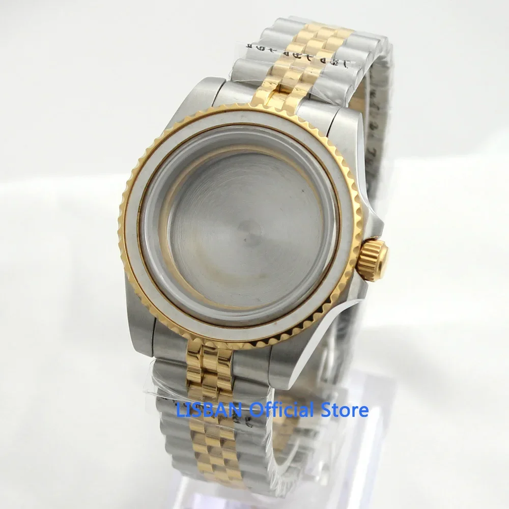 

40mm Gold Plated Watch Case Sapphire Glass Jubilee Strap Fit ETA 2836 MIYOTA Movement