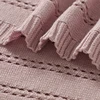 Vertical Stripes Solid Color Baby Cotton Blankets Plain Knitted Babies Boys Girls Muslin Swaddle Blanket For Newborn Infant 3