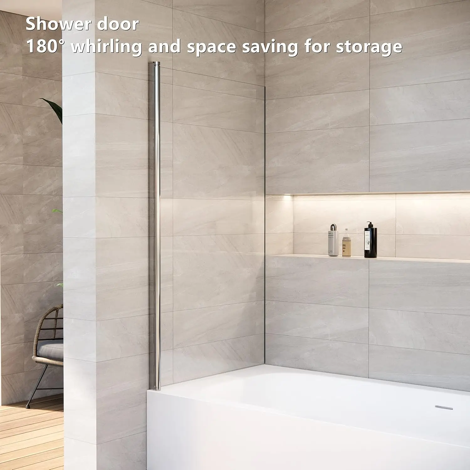 Door Swing Bathtub Screen,Bathtub Shower,Bathroom Door with Bottom Seal,Liftable and Foldable Glass Door 5