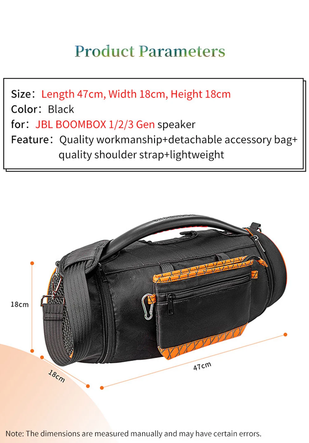 Portable Storage Bag for JBL BOOMBOX 1/2/3 Gen Speaker Sound Permeable Bags BOOMBOX3 Outdoors Travel Carrying Transparent Case