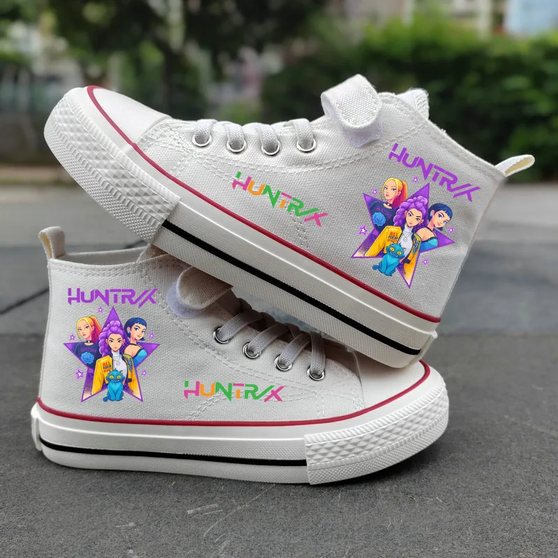 Scarpe da ginnastica per bambini Kpop Demon Hunters, scarpe alte in tela per ragazze, scarpe da studente, scarpe da tennis traspiranti per esterni, scarpe casual. - immagine 4