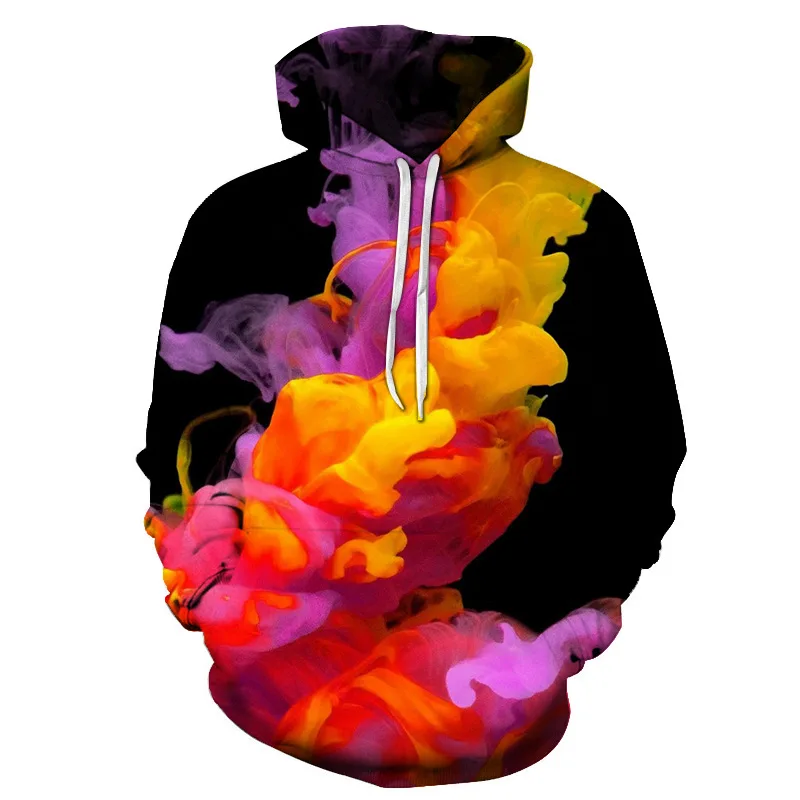 

New Men Women Colorful Smoke Hoodies 3D Printing Pullover coat Fashion Casual Art SweatShirt Men's oversize Fall Hoodie clothing