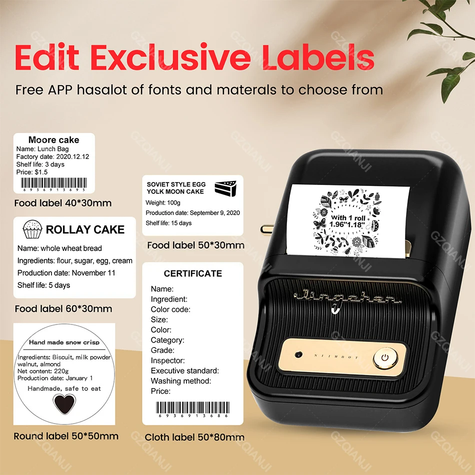 Niimbot B21 Label Printer portable thermal wireless bluetooth printer used  for barcode clothing jewelry fooder Niimbot B1 - AliExpress