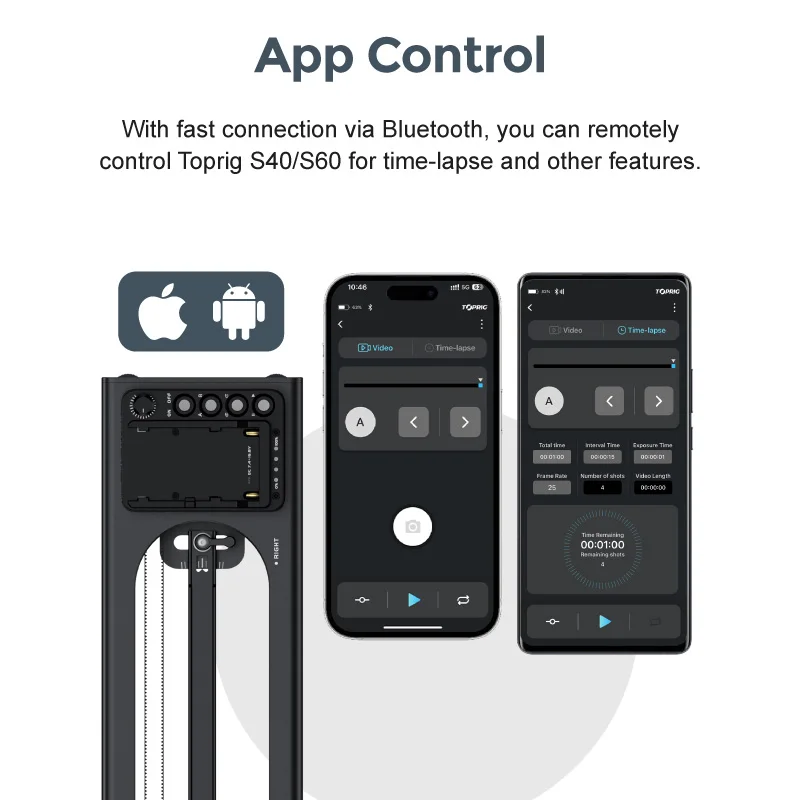 Camera Slider Accsoon S40/S60 Video Motor Track Automatic Stabilization Low Noise With APP Control for DSLR Portable Shooting