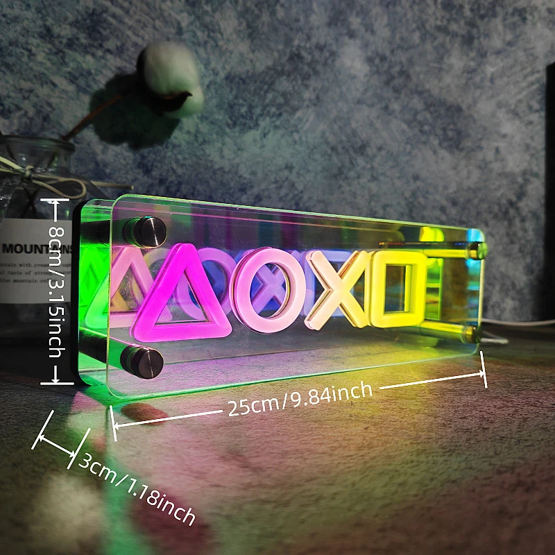 Neon Signs Lights 3D LED Table Lamp Colorful Thousand Layer Mirror Atmosphere Lighting for E-sport,Bedroom,Birthday,Party Decoration