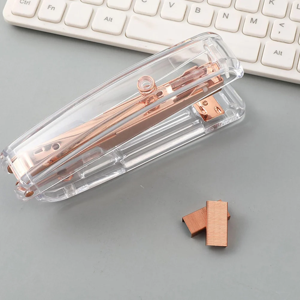 1Pc Transparent Stapler Practical School Stapler Paper Binding Machine Stapling Tool