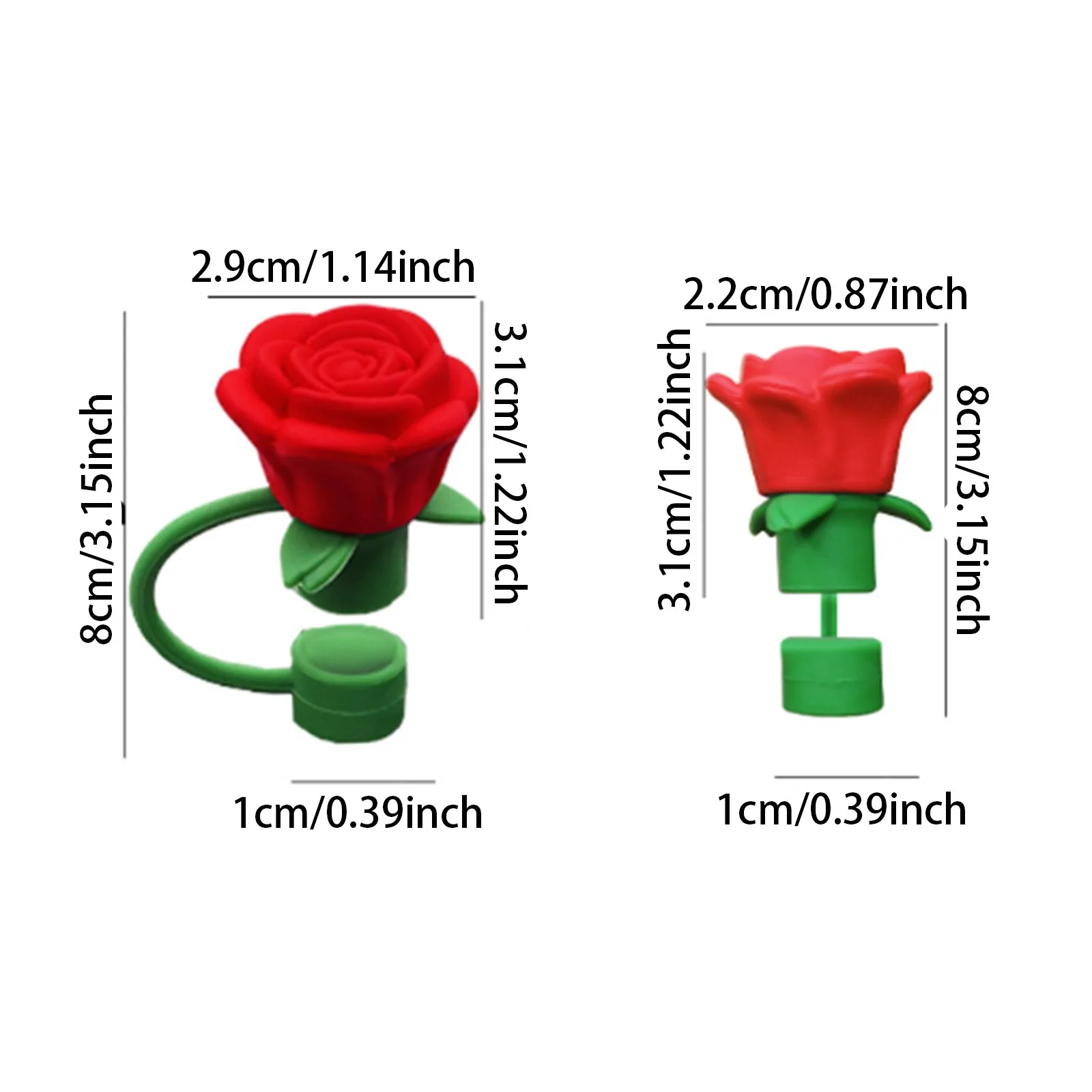 Valentine's Day Straw Covers Cap For Cup Rose Flower Straw Toppers Reusable Rose Flowers Proof Tip Cover For Valentine's Gift straw covers