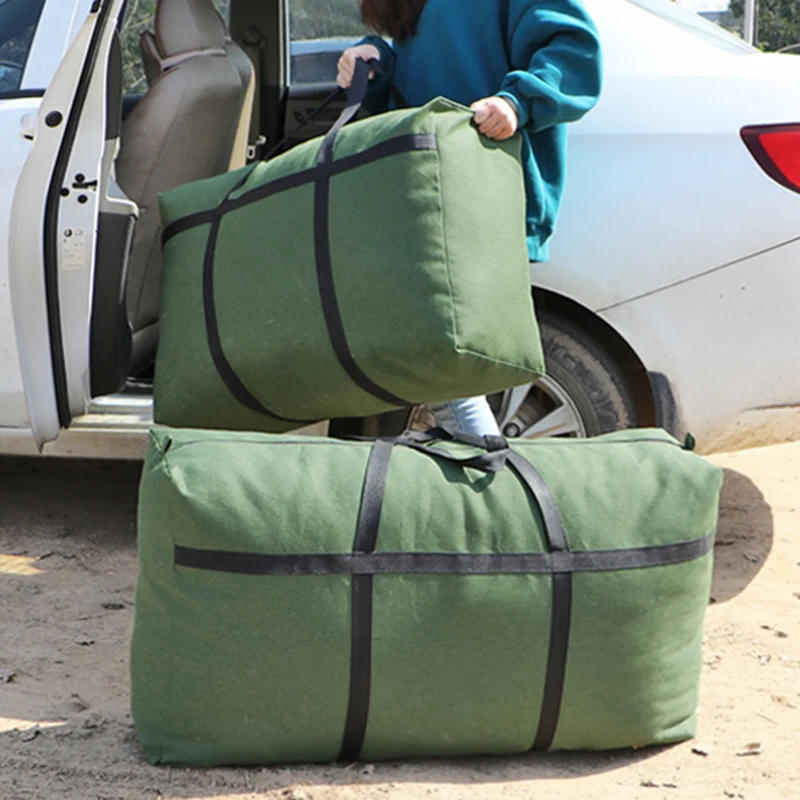Heavy Duty Extra Large Capacity Storage Bags Green Thickened Canvas Moving Bags Moving Supplies Space Saving Clothes Organizer 6