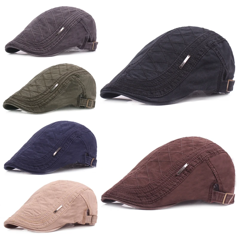 Casual Cotton Letter Sun Cap Fashion Solid Color Shade Hat Beret For Men's 