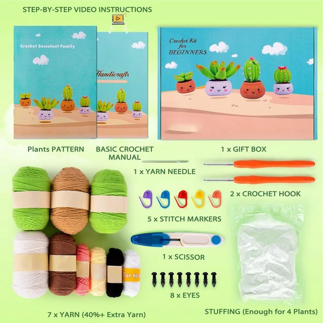 Crochet Beginner Kit Cactus Succulent Beginner Crochet Kit With