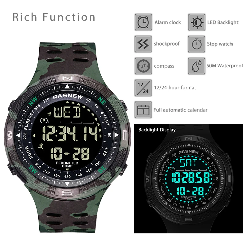 Multifunction Sport Watch Men Big Digital Compass Electronic Hand Clock Boy Return Guidance Waterproof Military Wristwatch Male