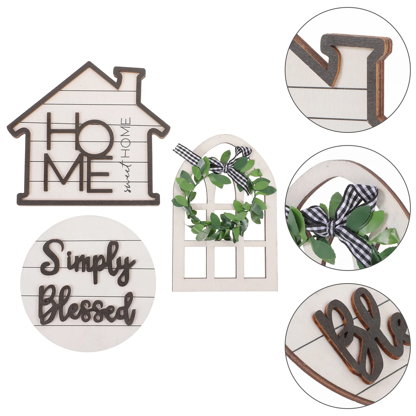 

1 Set of Farmhouse Tiered Tray Decor Set Rustic Farmhouse Decor Wooden Signs Table Decor
