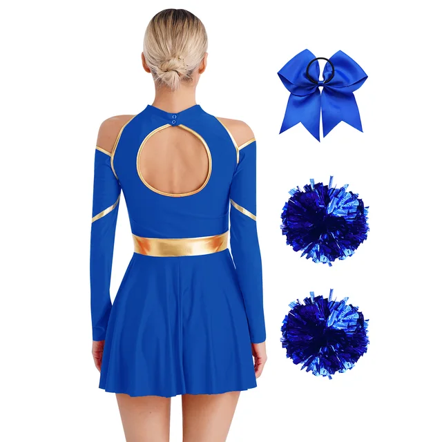 Accessori Cheerleader Per Costumi - Pompon, Fiocco E Calzini A Righe