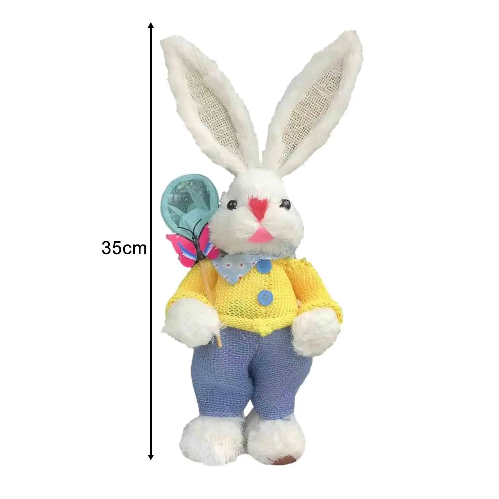Easter Straw Bunny Rabbits Tabletop Statue Artificial Animal Sculpture Animal Figurines for Farmhouse Desktop Easter Home Decor