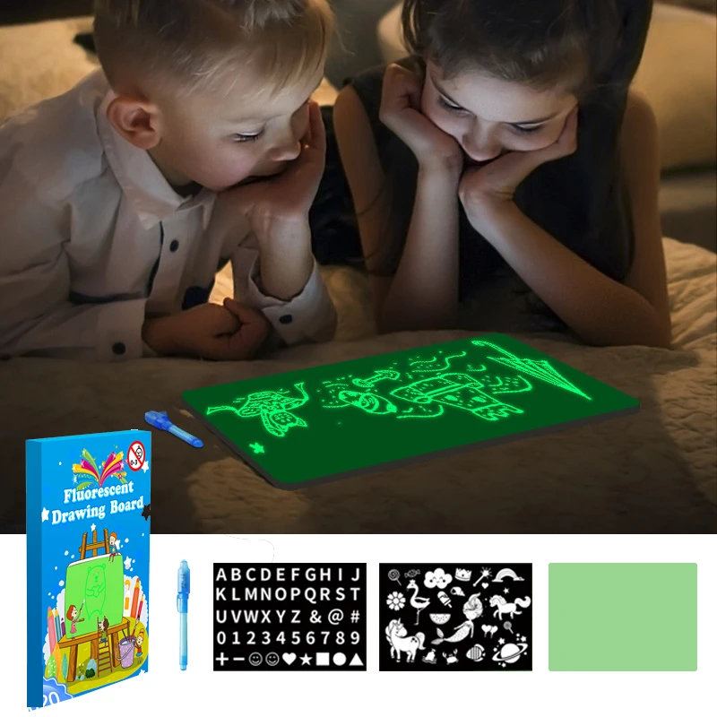 Luminescent Light Drawing Board 3D Magic Fluorescent Glow In Dark Painting  Pad Kid Graffiti Educational Toys - AliExpress