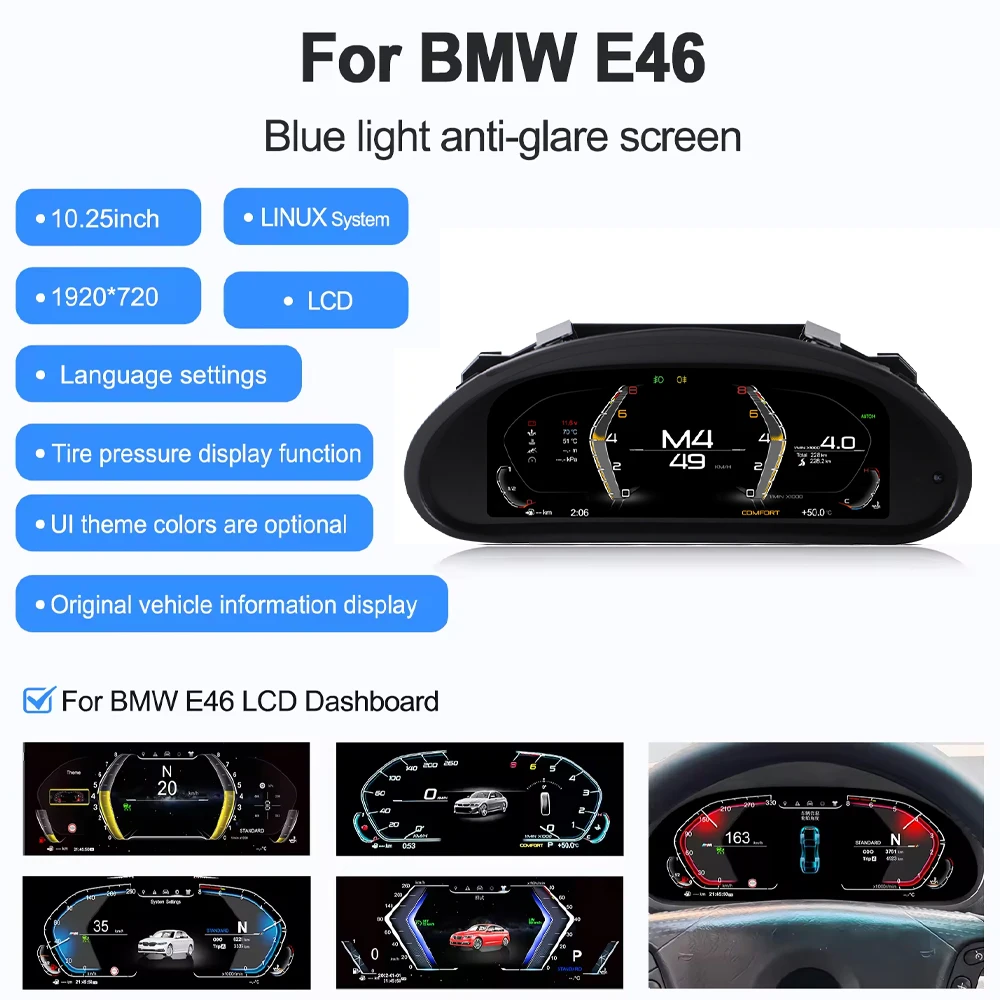 Panel de Instrumentos Digital para BMW E46 1999-2004, Panel de Instrumentos Virtual, Velocímetro, Compatible con CarPlay, Plug and Play 5