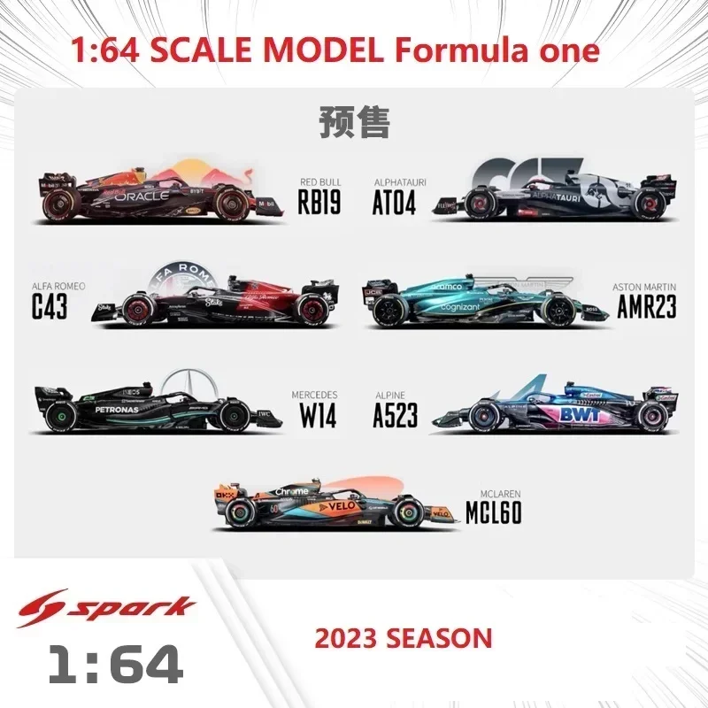 

(Предзаказ) Spark 1:64 F1 2023 RB19 W14 Alpine A523 McLaren MCL60 AMR23 Hass литая модель автомобиля