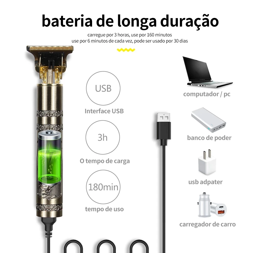 Factory Direct T9 Dragon Phoenix Buddha Head Hair Clipper Electric Clipper Razor Retro Oil Head Fader Hair Trimmer Shaver