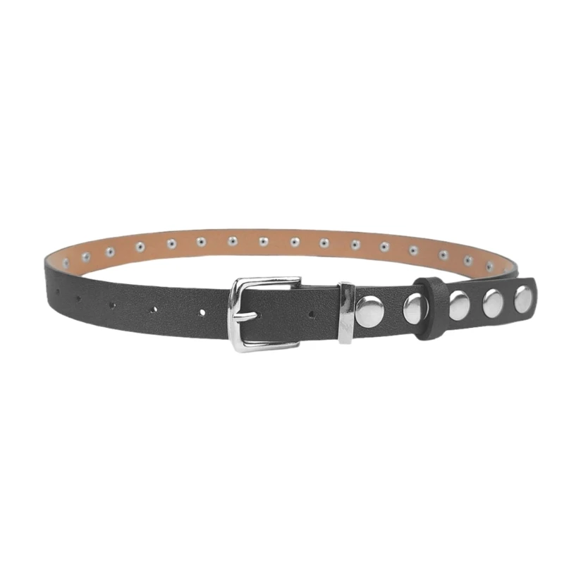 Adjustable Pin Buckle Waist Belt PU Alloy Large Rivet Belt Hot Girls Women Waist Belt for Coat Skirts Jeans Durable