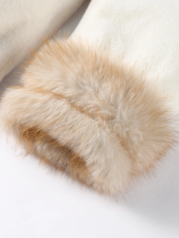 Damen-Bomberjacke mit Kapuze, Kunstpelzkragen, Schnürung, Wintermäntel, Herbst 2025, langärmelig, pelzig, warmer Mantel, modische Damen-Oberbekleidung – Detail 10