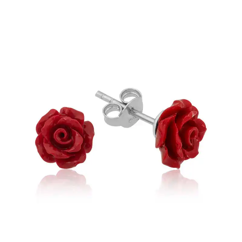 

Tevuli 925 Sterling Silver Red Rose Earrings