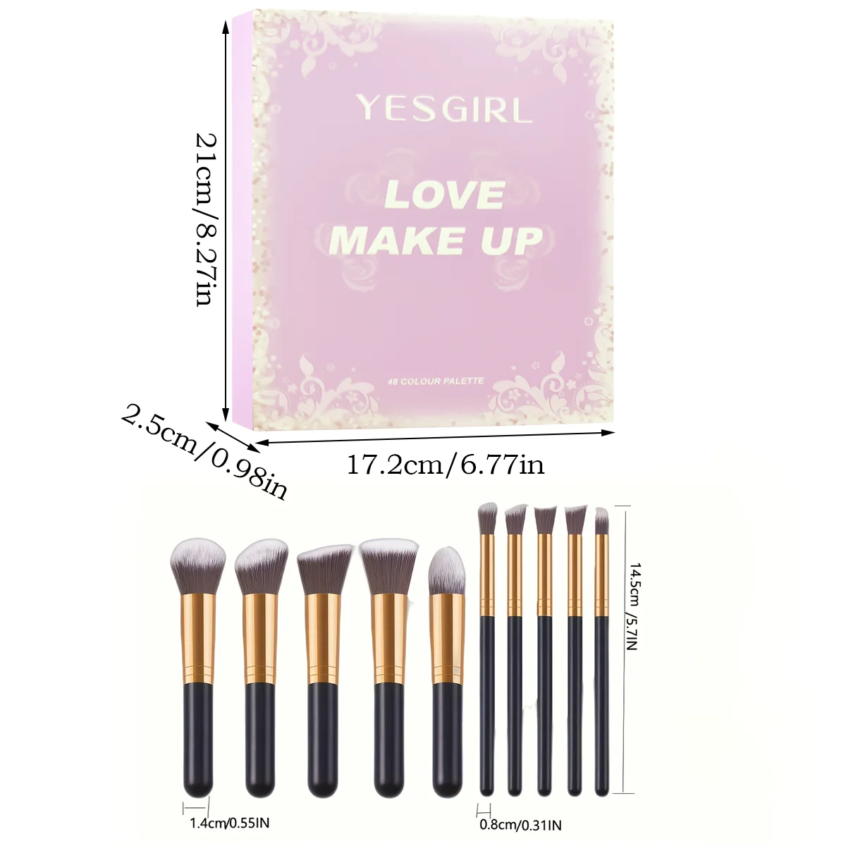 48 Colour Paper Palette Blush Concealer Highlighter Contour Eyeshadow 4-in-1 Set with Makeup Brushes Professional Makeup Set 6