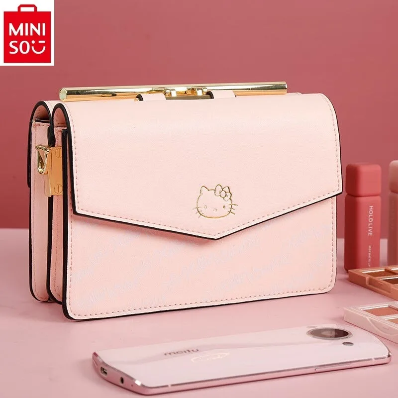 

MINISO 2024 Новый мультяшный Hello Kitty Студенческая сумка с цепочкой, простой рюкзак для хранения косметики для девочек