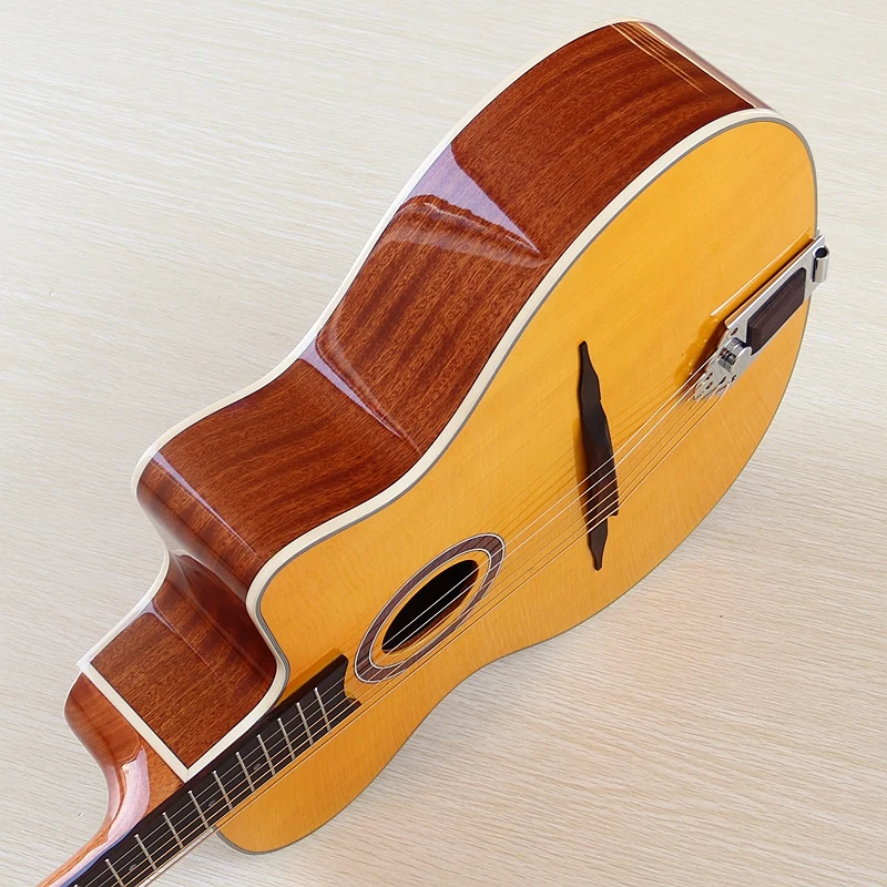 Gypsy djangoアコースティックギター、ソリッドスプルースウッドトップ
