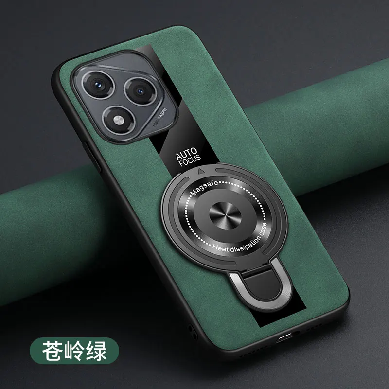 Luxury Magnetic Ring Holder Shockproof Case with Silicone Sheepskin Leather and Plexiglass