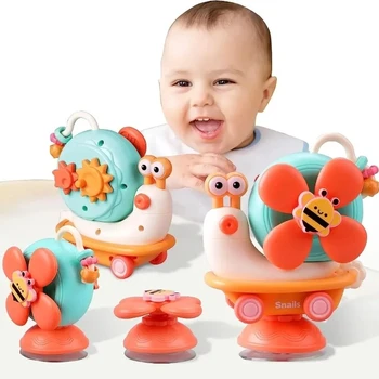 Suction Cup Snail Spinner Windmill Toys Car For Boys Girls Sensory Fine Motor Infant Travel Toys Montessori For Baby Newborn Gif 1