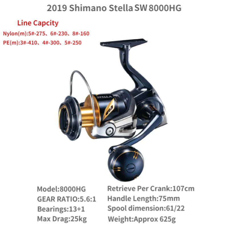 2020/2019 Shimano STELLA SW 4000/5000/6000/8000/10000/14000/18000/20000/30000  Spinning Fishing Reel X-ship Saltwater