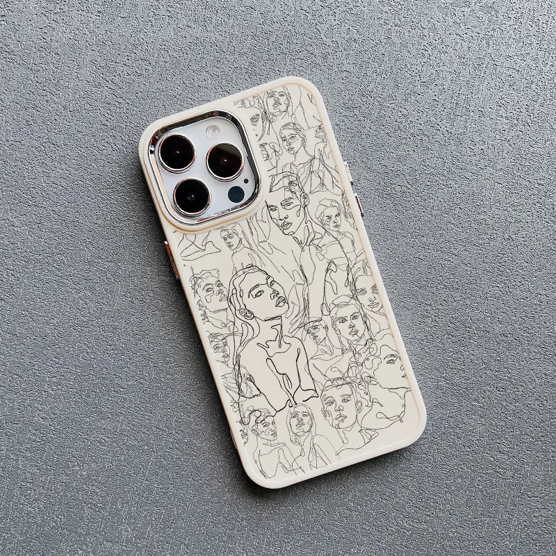 Sleek Abstract Geometric Face Art Silicone Phone Case