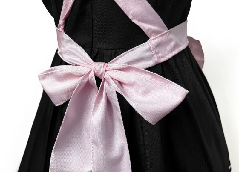 Anime Black Pink Lolita Maid Cosplay Kleid mit Schleife – Süßes Mädchen Kostüm 18