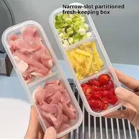 Boîte de rangement pour réfrigérateur, bac à légumes pour repas emballés, plastique de qualité alimentaire scellé, viande alimentaire, stockage réfrigéré à 2/3 compartiments 5