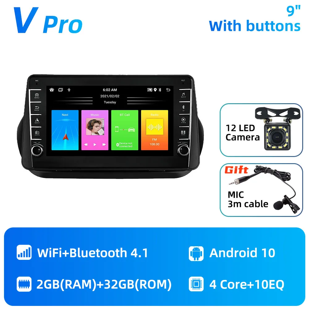 Autoradio Android 12 Per Fiat Fiorino/Qubo/Peugeot Bipper/Citroen Nemo - 7 Pollici, CarPlay/Android Auto, Bluetooth, GPS - Foto 4