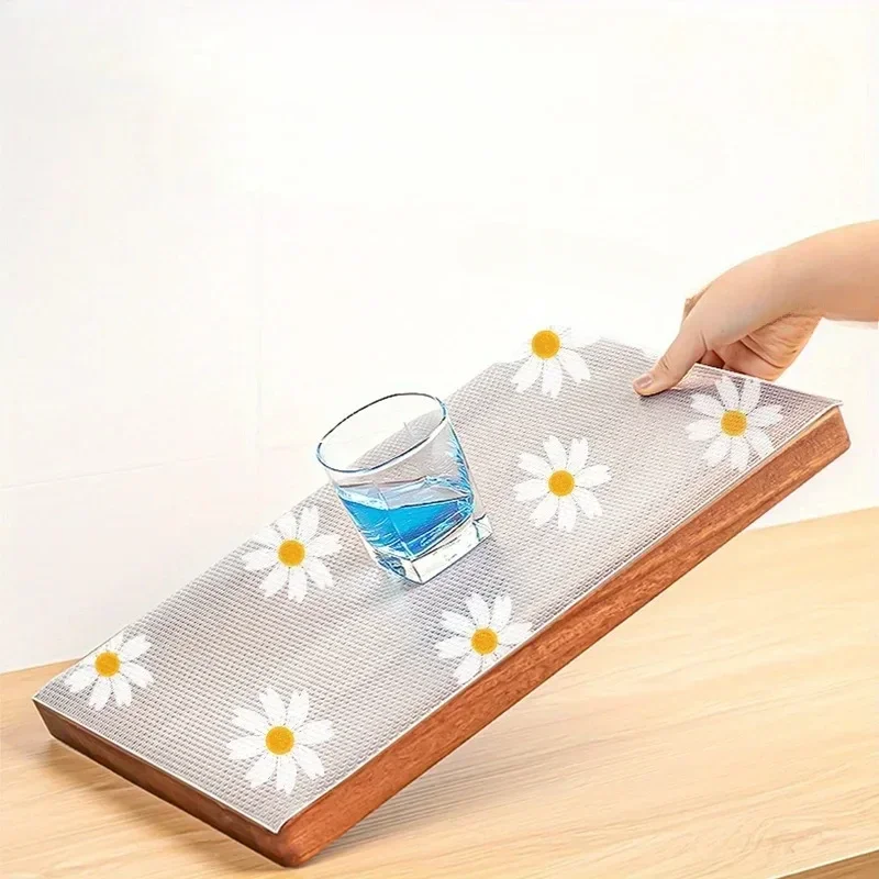 Daisy Shelf Liner for Kitchen Cabinets Non-Adhesive Drawer Liner Non-Slip Refrigerator Waterproof Fridge Pad Cupboard Mat drawer liner shelf liner fridge shelf liner