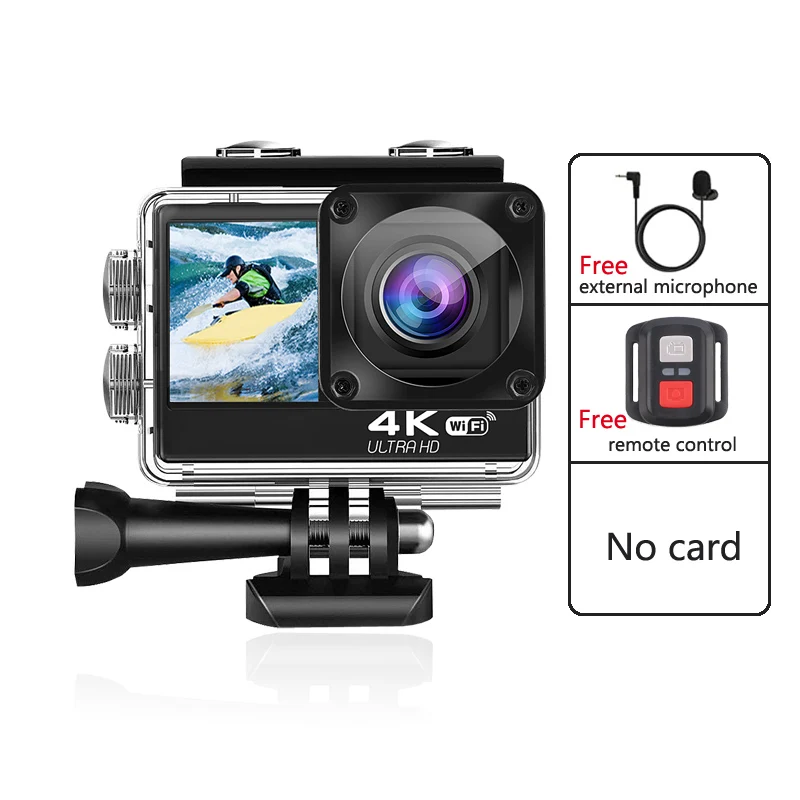 H11 Action Camera 4K 60FPS 20MP EIS 2.0 Touch LCD Dual Screen WiFi Waterproof Remote Control 4X Zoom Sports Cam surfing 