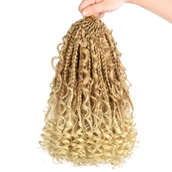 Goddess Box Braids Crochet Hair with Curly Ends - 8 Pack Set - 12inches (27/613)