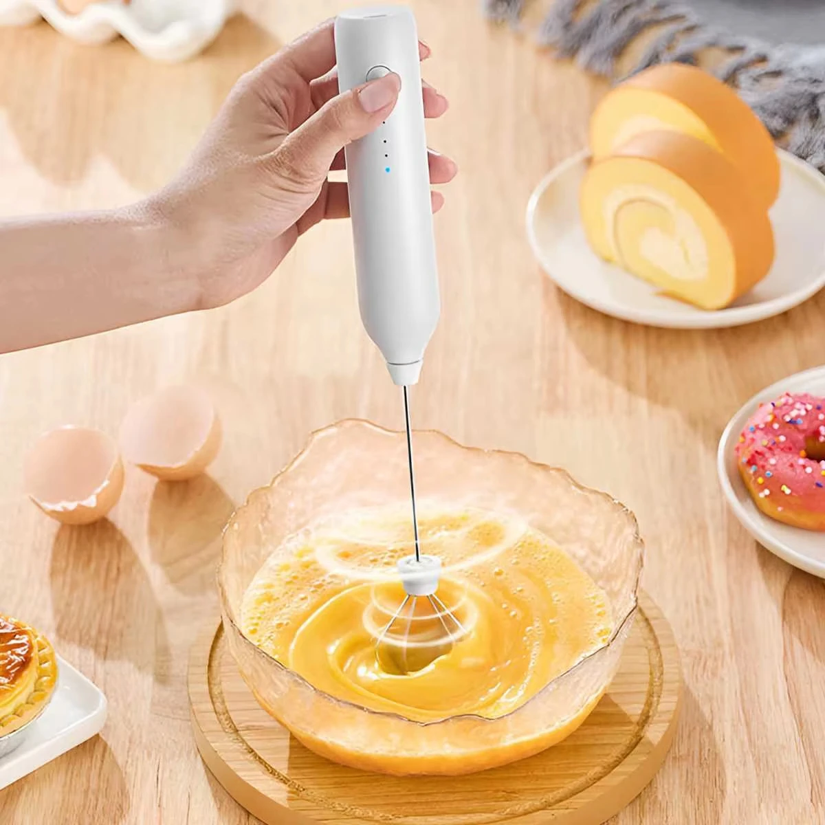 Electric milk frother, coffee mixer, AA battery size, high-speed kitchen handheld electric mixer, cream whisk 1