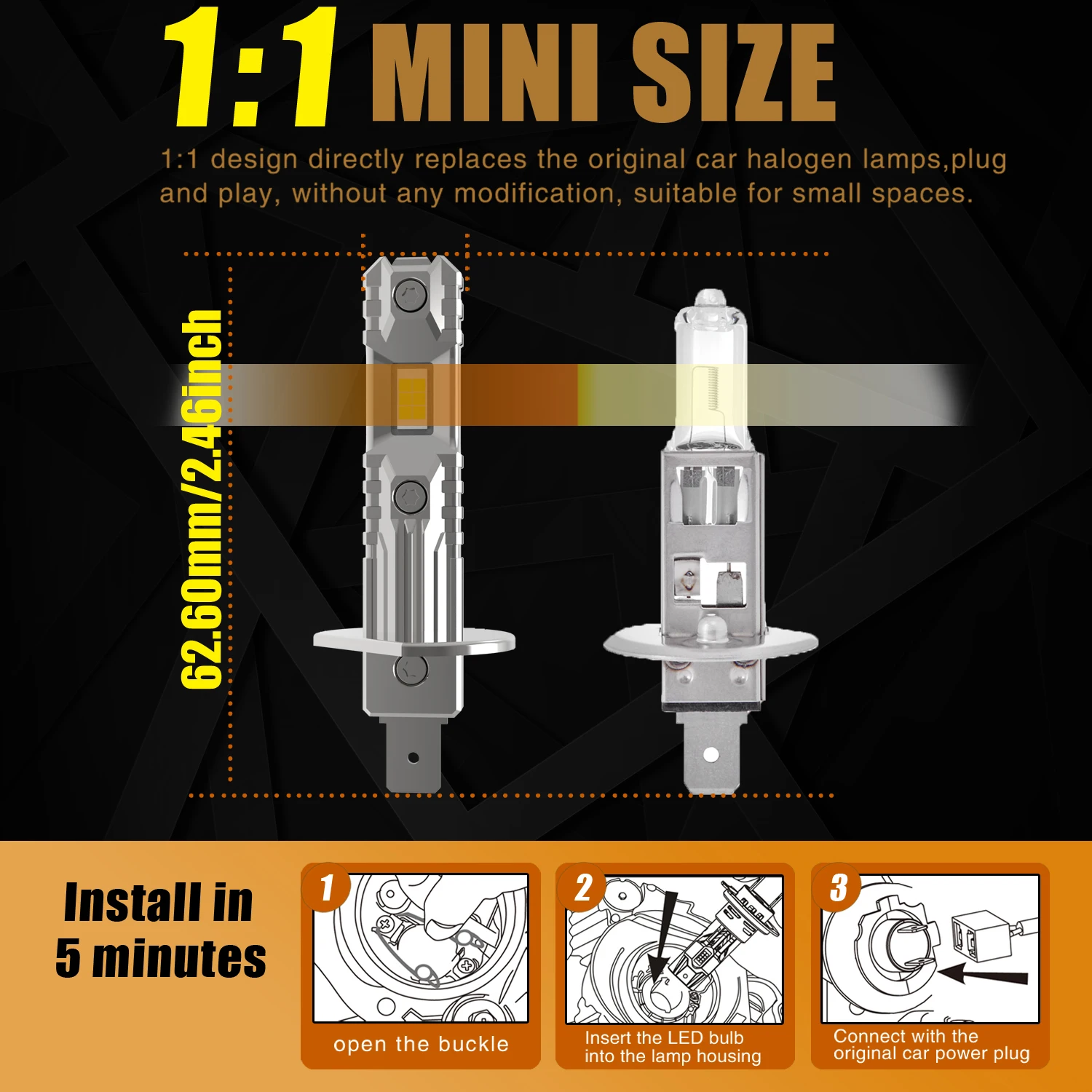 2x H1 Led 라이트 Canbus 전구 높은 전력 자동차 헤드 라이트 자동 안개 다이오드 모토 운전 램프 12V 55W Opel Astra H 2007 2014