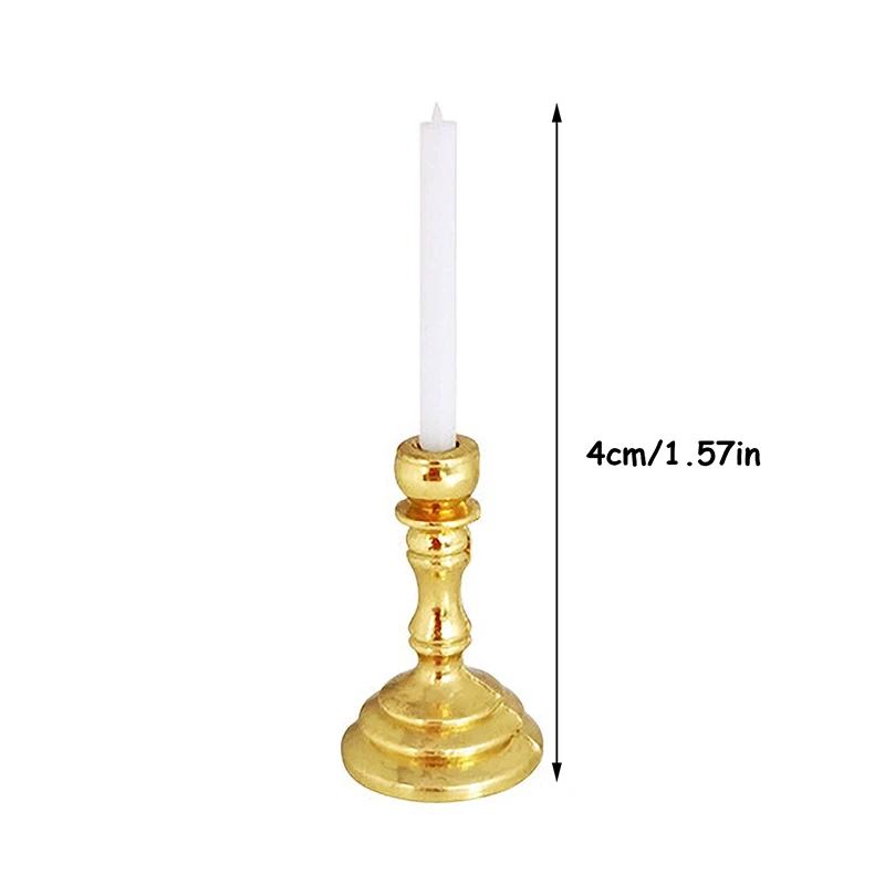 1Pair Dollhouse Miniature Candle Holder 1/12 Mini Candlestick Candelabra Model Home Decor Toy Doll House Accessories